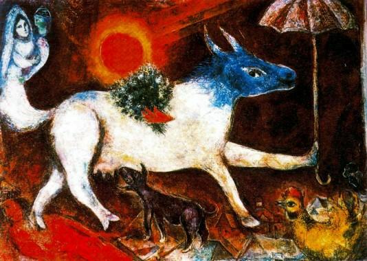Marc Chagall: Cow with Parasol - 1946