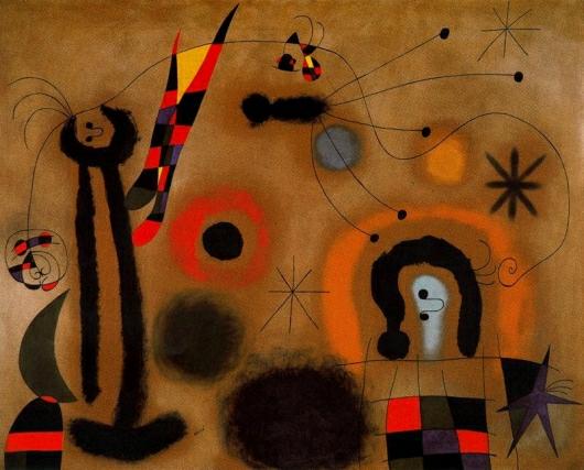Joan Miro: Dragonfly with Red Wings Chasing a Serpent Which Slips Away in a Spiral Towards the Comet - 1951