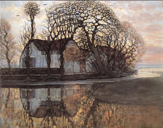 Piet Mondrian: Avond (Evening): Farm at Duivendrecht - 1905