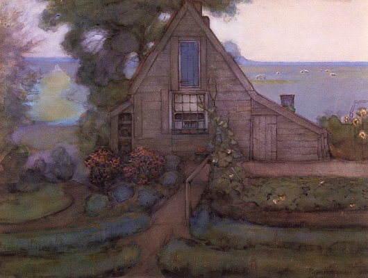 Piet Mondrian: Avond (Evening): Triangulated Farmhouse Facade - 1925