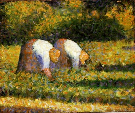 Georges Seurat: Farm Women at Work - 1882-1883