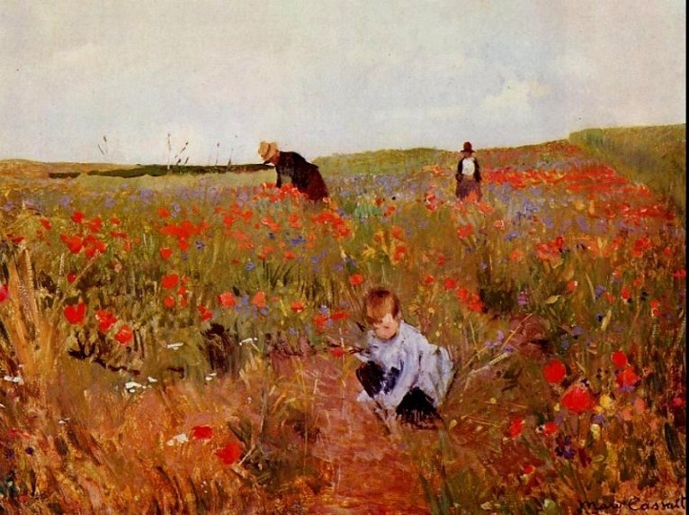 Larger view of Mary Cassatt: Red Poppies - 1874-1880