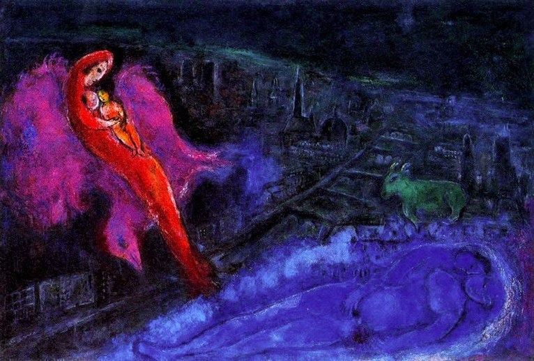 Larger view of Marc Chagall: Bridges over the Seine - 1954