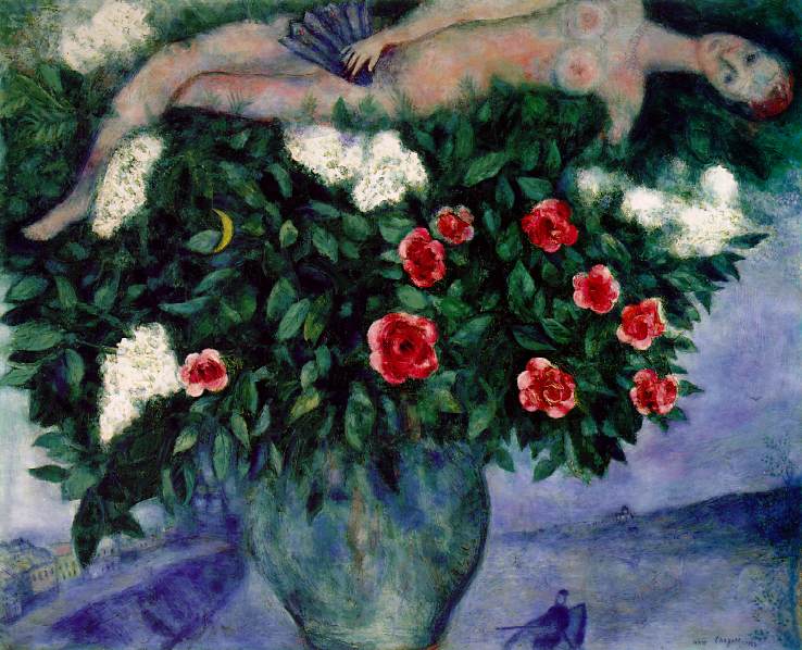 Larger view of Marc Chagall: The Woman and Roses - 1929