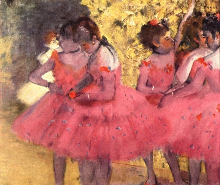 Larger view of Edgar Degas: The Pink Dancers before the Ballet - 1884