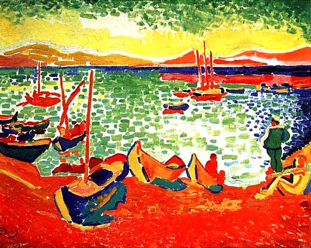 Larger view of Andre Derain: Boats at Collioure's Harbor - 1905