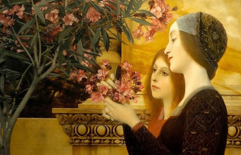 Larger view of Gustav Klimt: Two girls with an Oleander - 1890
