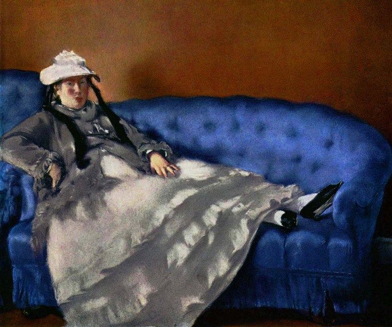 Larger view of Edouard Manet: Mrs. Manet on a Blue Couch - 1880