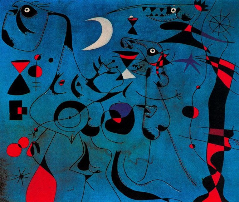 Larger view of Joan Miro: Personages in the Night Guided by the Phosphorescent Tracks of Snails - 1940