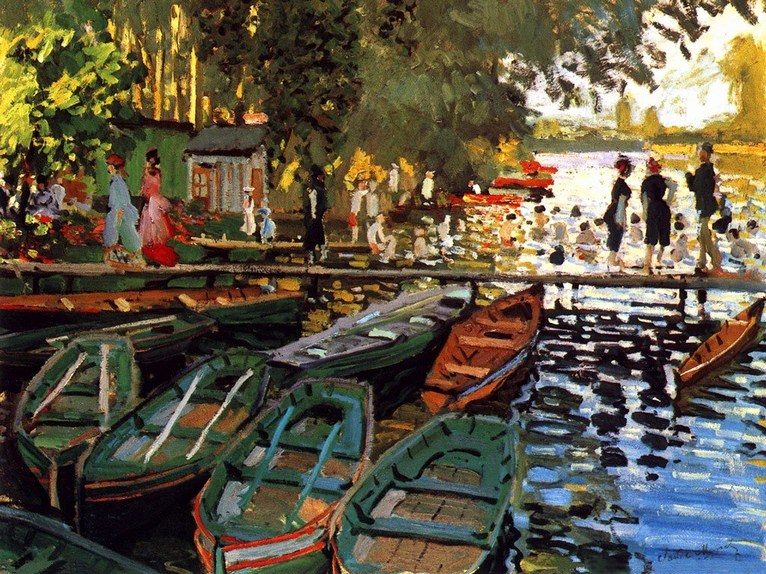 Larger view of Claude Monet: Bathers at La Grenouillere - 1869