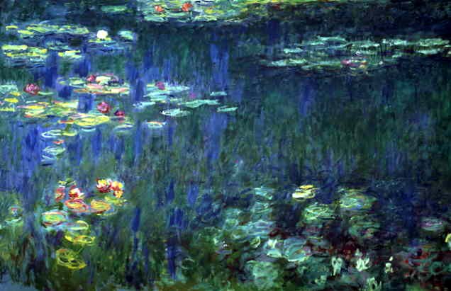 Larger view of Claude Monet: Green Reflection (left) - 1919-1923