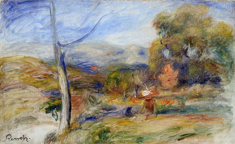 Larger view of Pierre Auguste Renoir: Landscape near Cagnes - 1910