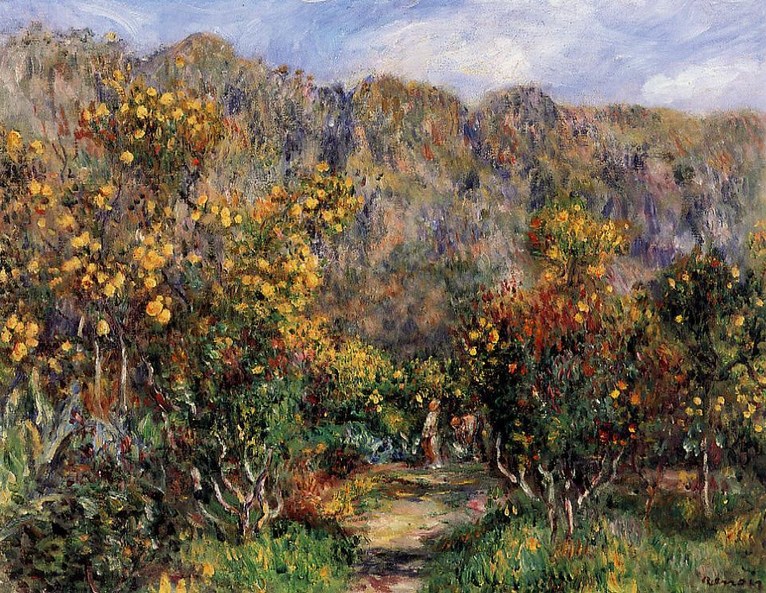 Larger view of Pierre Auguste Renoir: Landscape with Mimosas - 1912