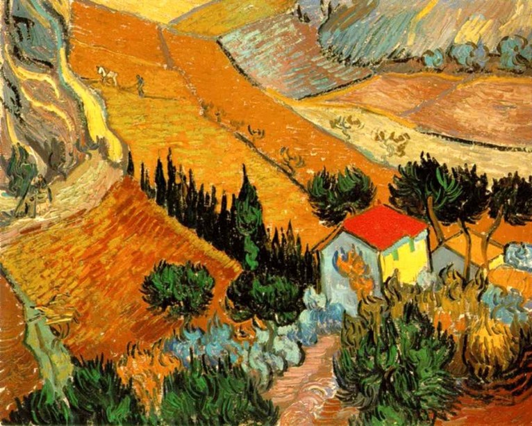 Larger view of Vincent van Gogh: Landscape with House and Ploughman - 1889