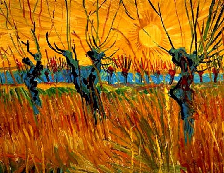 Larger view of Vincent van Gogh: Pollard Willows with Setting Sun - 1888